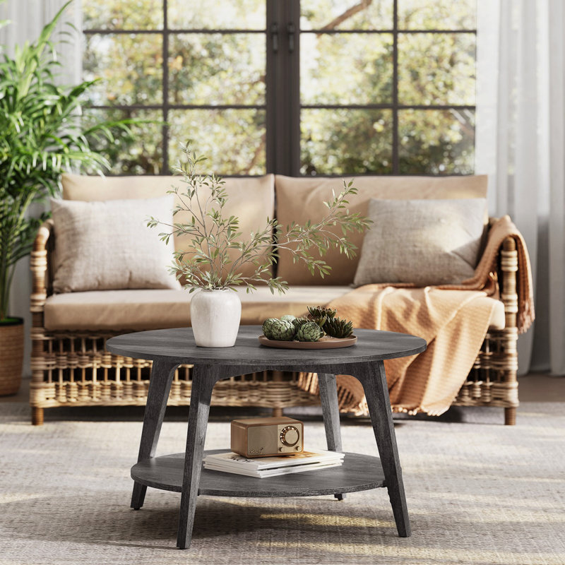 2 Tier Coffee Table With Storage, Gray