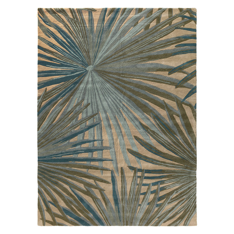 Coastal Seaside Hand-Tufted Blue/Green Area Rug, Rectangle 10' x 14'
