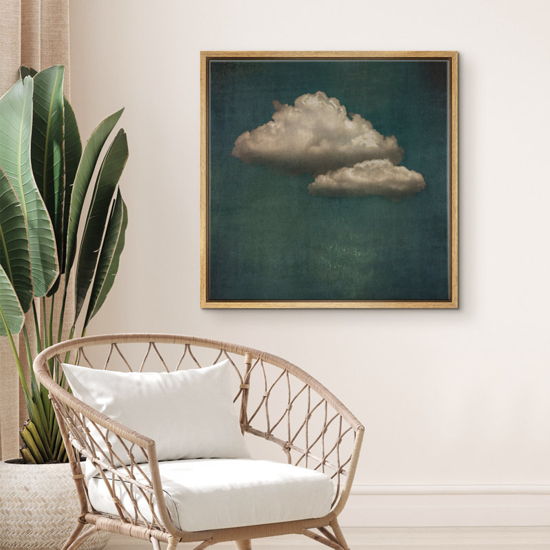 «Pastel, vert, bleu marine, nuages dans le ciel, aquarelle, détente minimaliste, décor moderne, art moderne 3-IRS31» sur