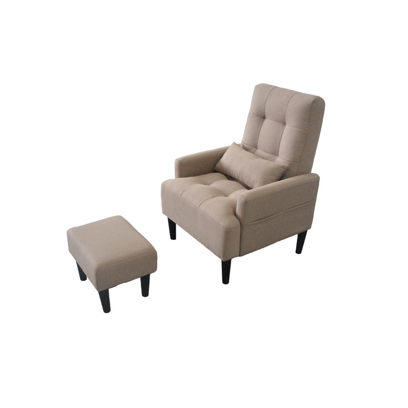 Fauteuil moderne en tissu avec fonction de poussée et angles réglables pour les loisirs.