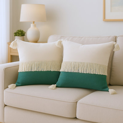 Waylen Nautical Striped 100% Cotton Throw Pillow Cover Set of 2