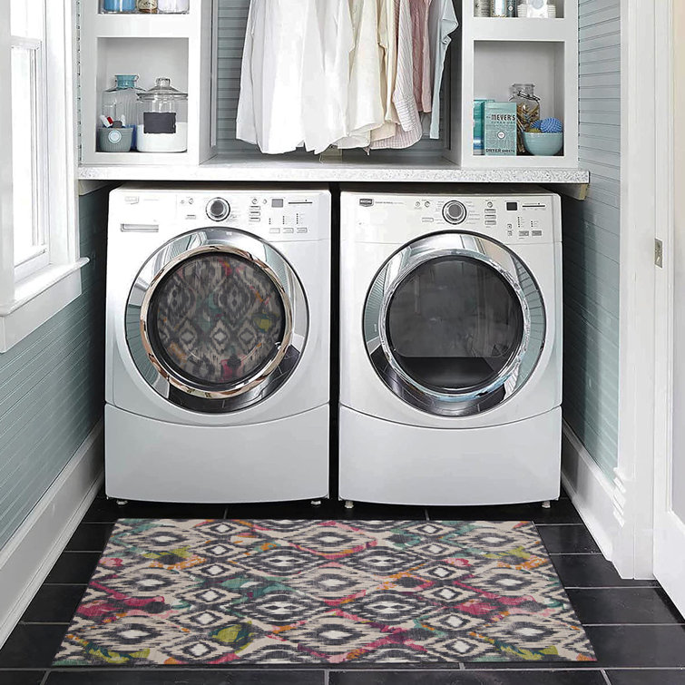 Bungalow Rose Kivett Ivory/Charcoal Indoor/Outdoor Washable Rug ...