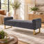 Banc ottoman Pocono en chenille avec pattes en métal doré et accoudoirs carrés-1943076469
