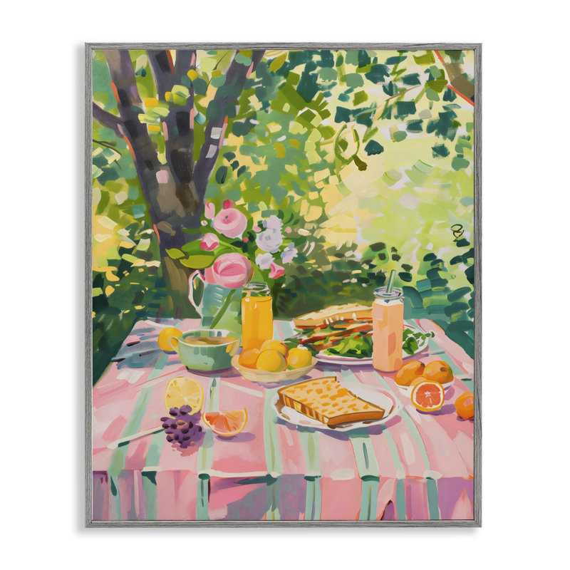 Petit-déjeuner pique-nique dans un jardin, estampe numérique, design par The Prints Vibe, 14 x 11