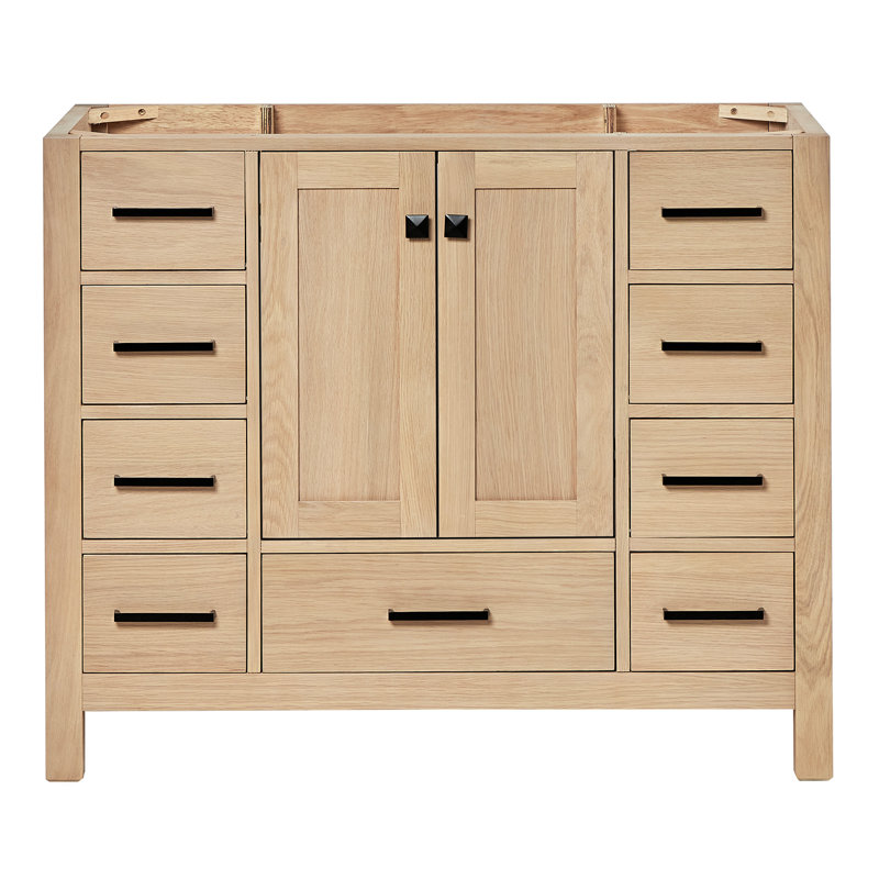 Cambridge 42'' W Single Bathroom Vanity Base, Matte Black, Oak