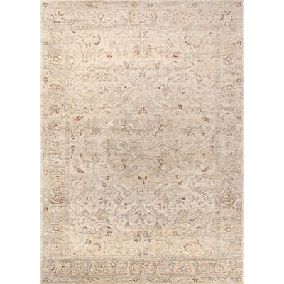 Hand Knotted Abstract Area Rug in Beige/Gray/Brown