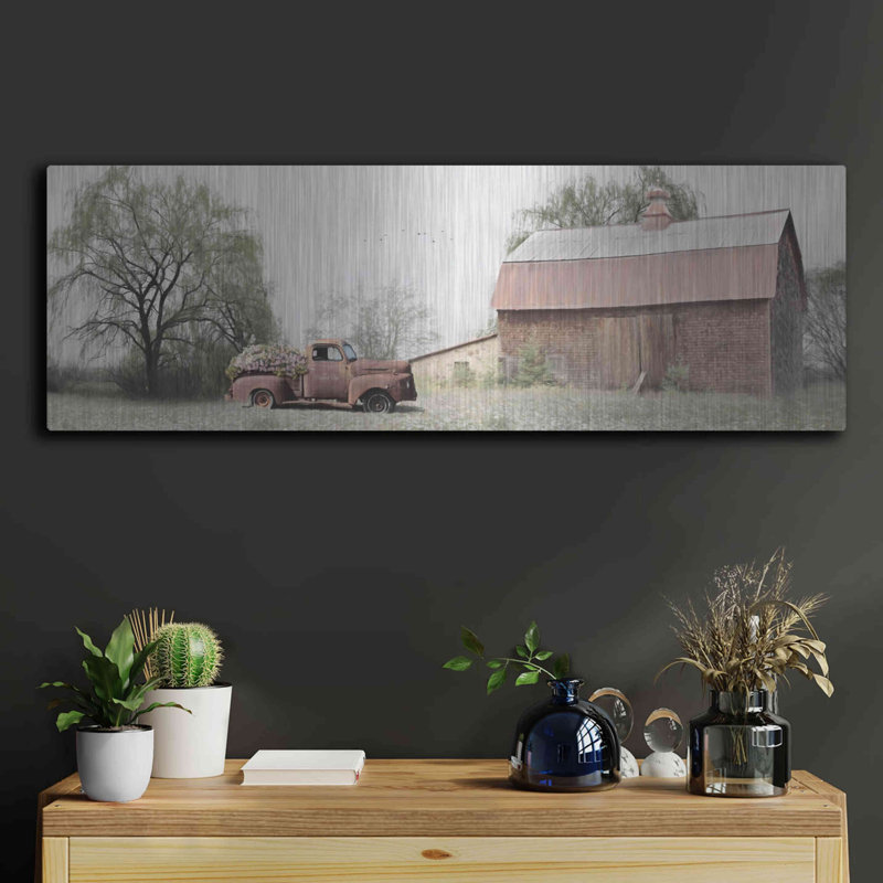 «The Rusty Flower Box» par Lori Deiter, art mural en métal, H 12 po x l 36 po