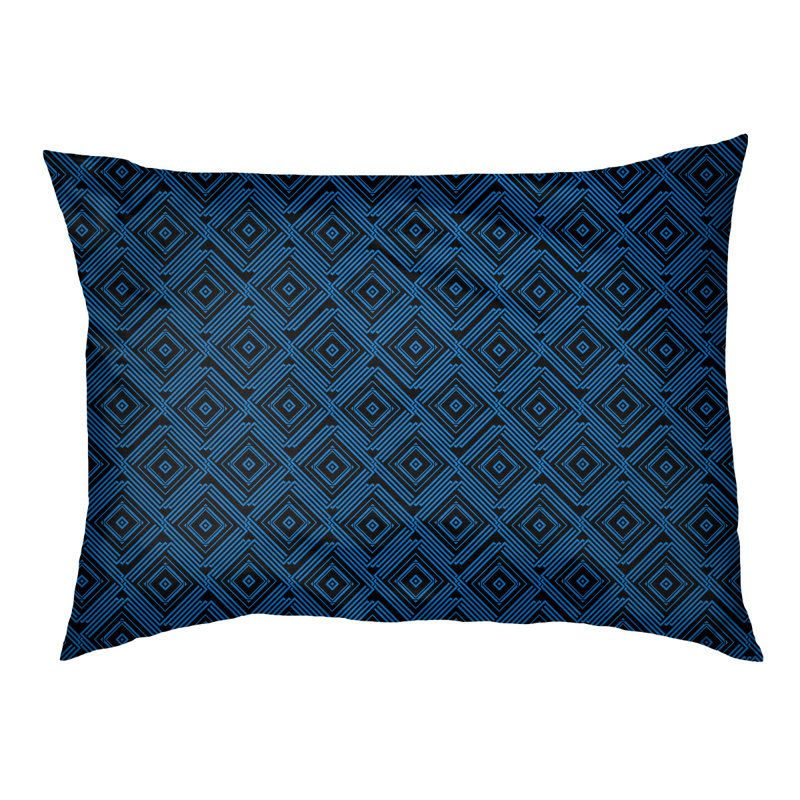 Coussin stylisé de labyrinthe carré Byrge, L 29,5 po x l 19,5 po, Noir / Bleu