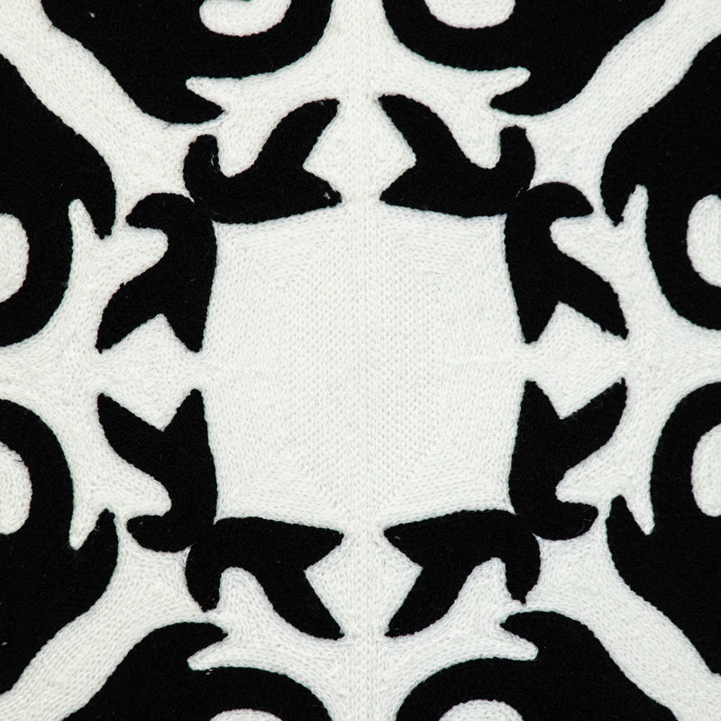 Coussin 100% coton à fermeture à glissière, Noir