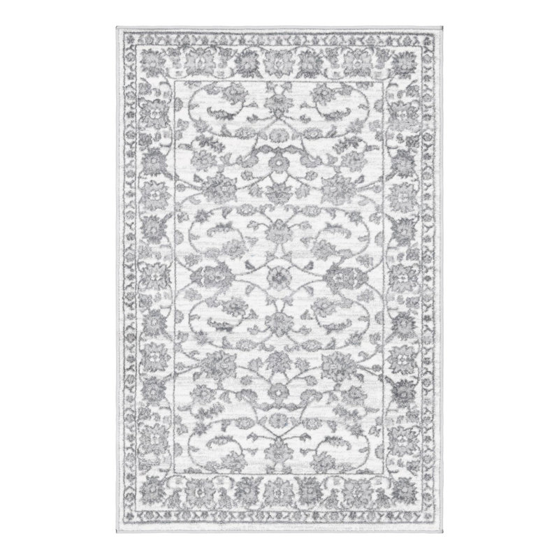 Musselman Rug, Rectangle 3'3" x 5'3", White Gray