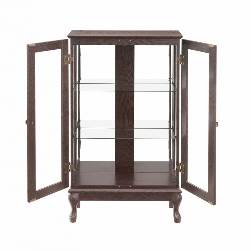Vitrine 2 portes avec portes en verre trempé, Cerisier