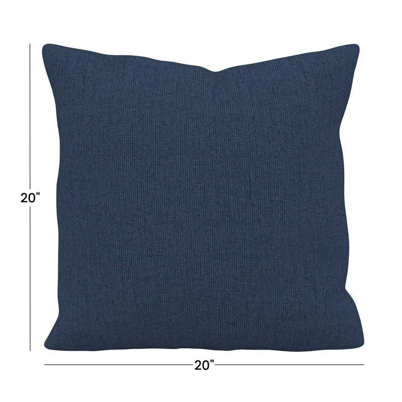 Coussin décoratif intérieur / extérieur Gabi, Carré 20 po, Tissage uni palette indigo Sunbrella®