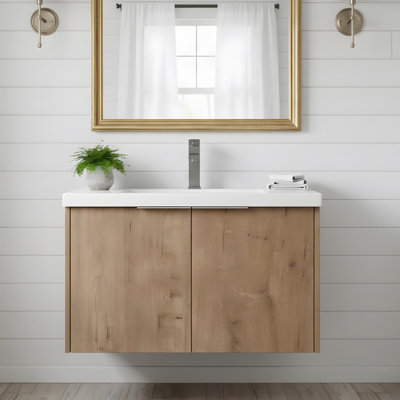 Meuble-lavabo à fermeture en douceur avec lavabo