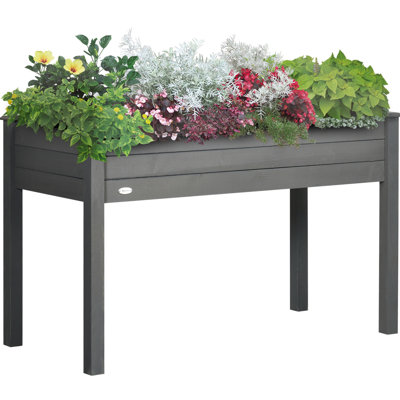 Jardinière surélevée sur pieds, 122 x 56 x 76 cm, gris foncé - Facilite la propagation des plantes, auto-drainage, pour légumes, herbes aromatiques, fleurs, jardin, terrasse, balcon, jardinière surélevée 120 cm L x 56,5 cm l x 76 cm H
