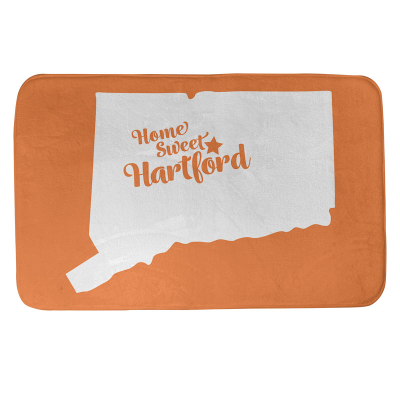 Tapis de salle de bain fairbanks alaska, l 17 po x L 21 po, Orange, Home sweet Hartford