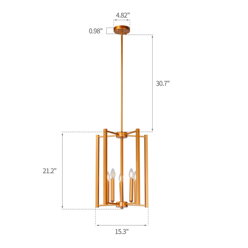 Pavlik 5 - Light Geometric Chandelier, Gold