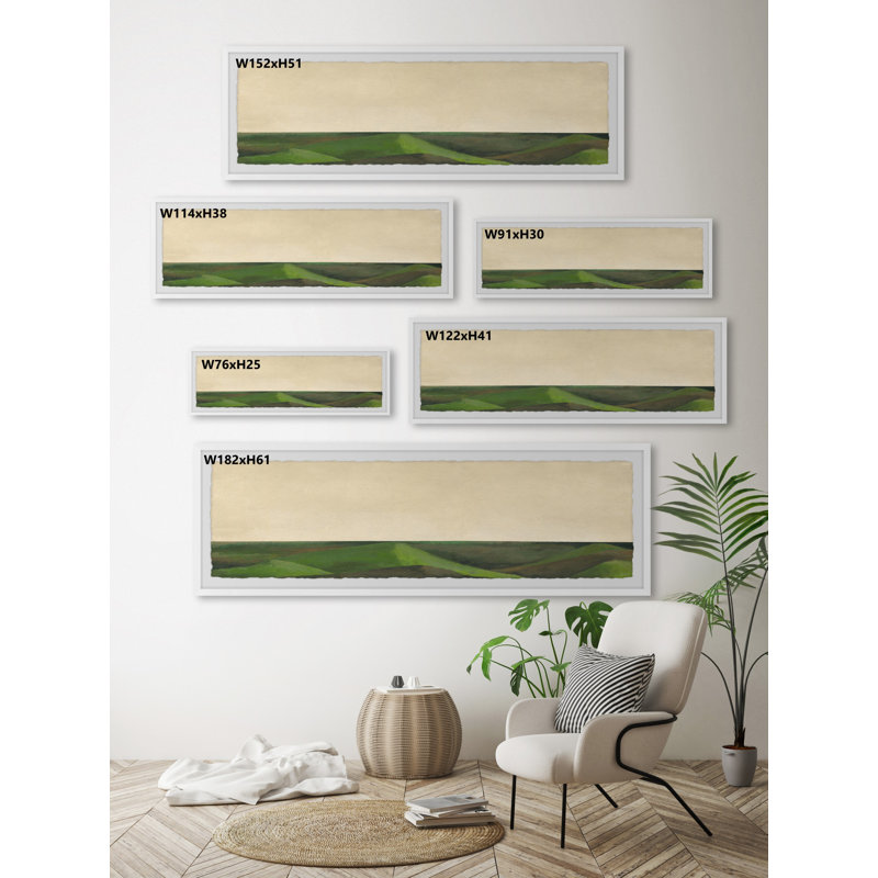 Green Horizon by Parvez Taj - Single Picture Frame Painting, 38cm H x 114cm W x 3.81cm D