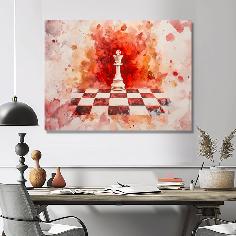 Queen's Power In Chess Game I - Art mural en métal, impression moderne, H 12 po x l 20 po x P 0,84 po