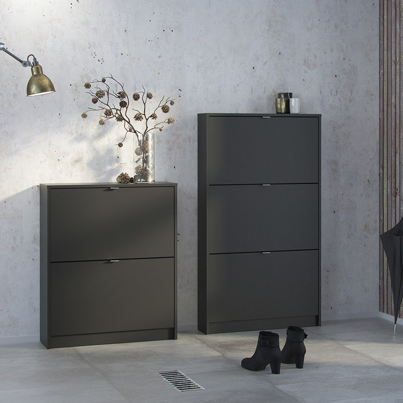 Shoes 6 Pair Shoe Storage Cabinet, Matte Black