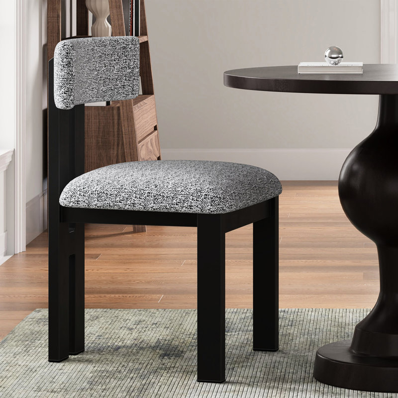 2 chaises de salle à manger rembourrées sans accoudoirs, noir et blanc - pieds en métal pour un look moderne avec 2 pieds, noir et blanc, siège rembourré en mousse confortable