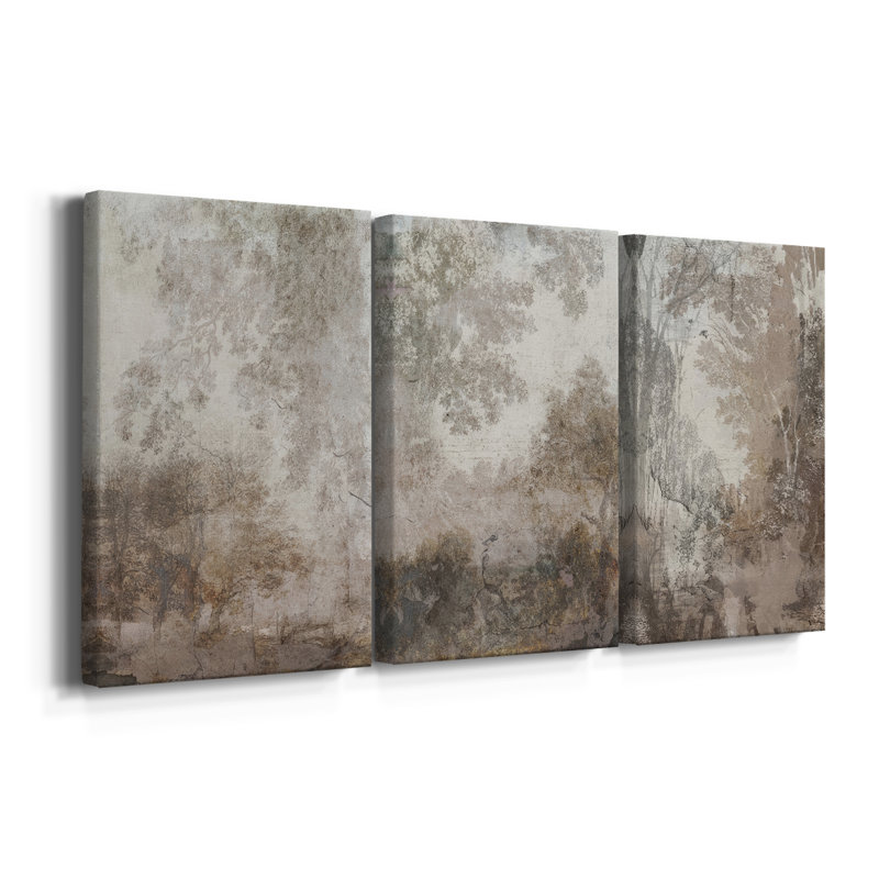 Fresco Collage I - Toile tendue sur mesure avec châssis - 3 pièces, H 48 po x l 96 po