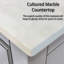 Meuble-lavabo double blanc 80 po L 20 po avec robinet en marbre de culture et or rose - Armoire de salle de bain à deux tiroirs-758942106