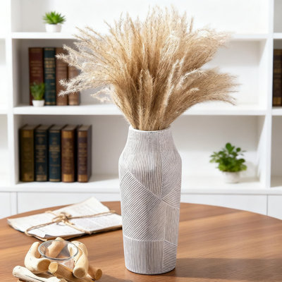 Vintage Ceramic Flower Vase With Stone Texture Finish, Rustic Farmhouse Decor For Living Room, Kitchen, Bedroom And Shelf Display