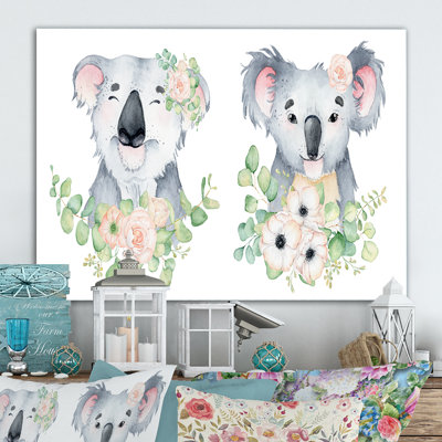 «Cute Botanical Koala Portrait», reproduction sur toile flottante