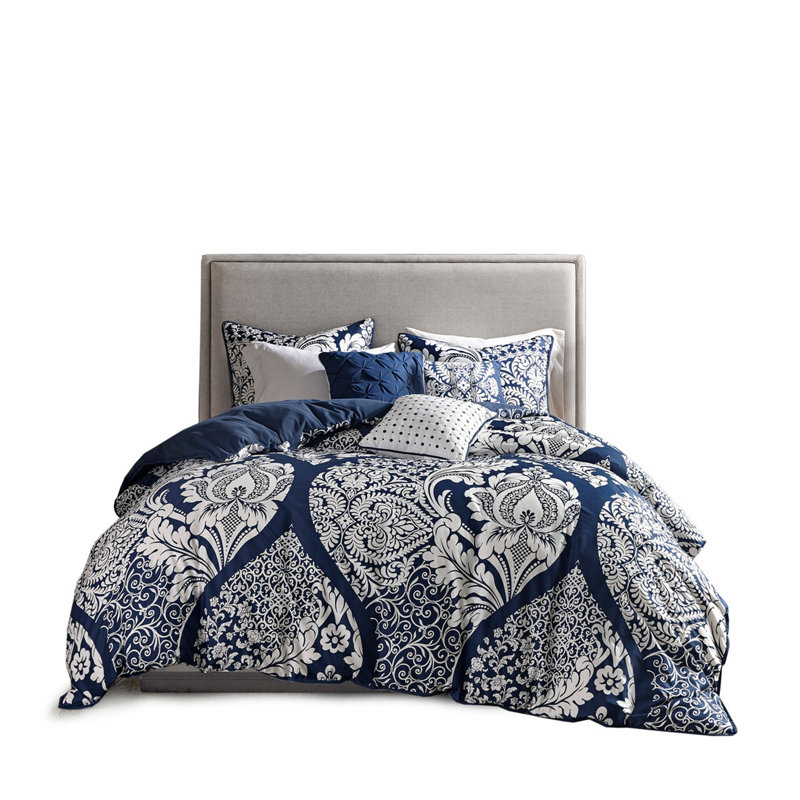 7 Piece Cotton Printed Comforter Set Black King, King Comforter + 6 Additional Pieces, Black
