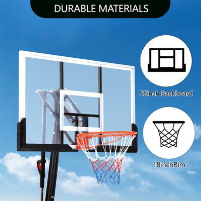 Cerceau de basketball portatif extérieur 5,2 à 10 pi, panneau incassable de 47 po et plaque de rebond et système de but de basketball réglable rapide pour les enfants / adultes dans la piscine / l'allée / la cour arrière
