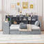 Lit de jour simple en bois avec 3 tiroirs, ports USB et bureau, gris