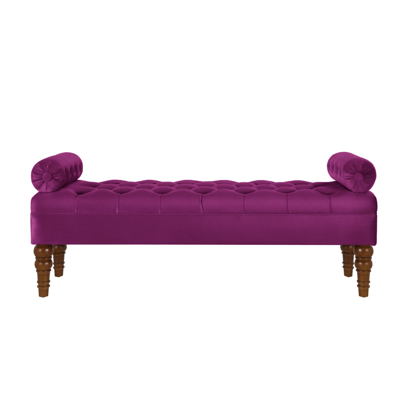  Banc luxueux en velours avec boutons touffetés et traversins, violet, Purple