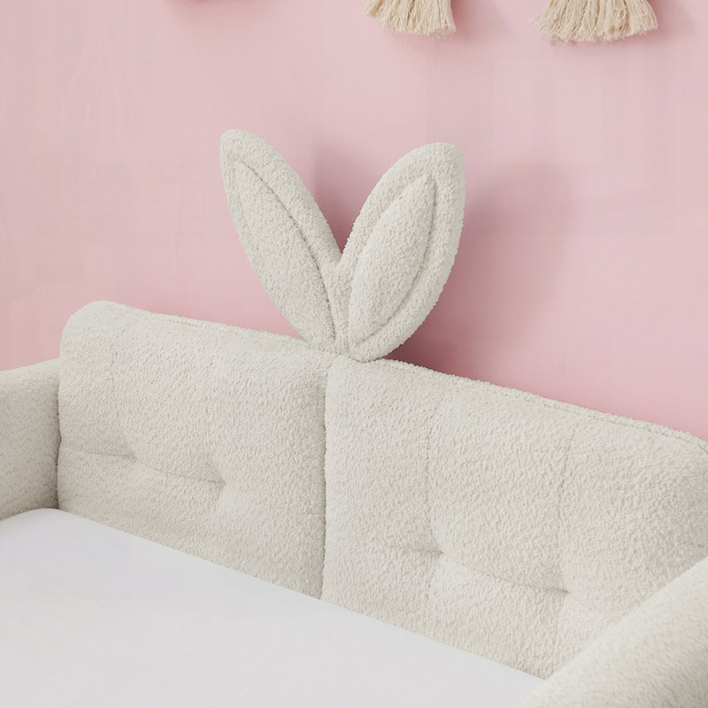 Lit plateforme tapissier avec tête de lit, Beige