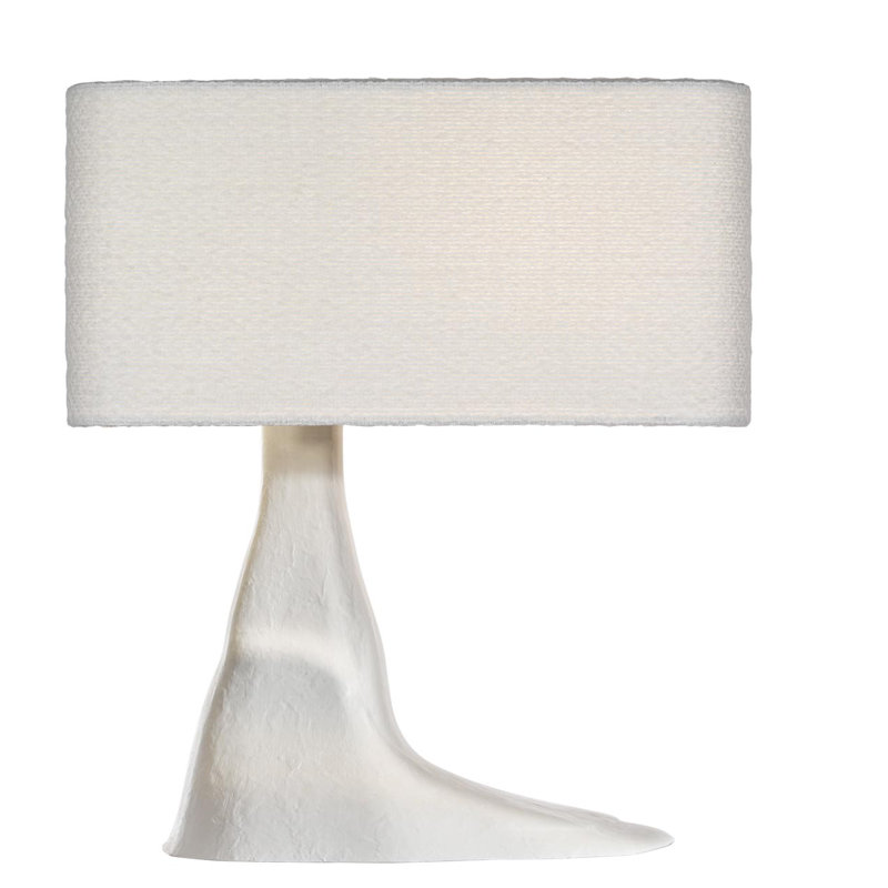 Anne-Marie Barton Terra-Forma 23" Left Table Lamp in Museum Pewter with Boucle Shade, Aluminum, White