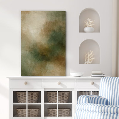 Earthy Green and Brown Color Flow with Soft Atmospheric Blending – Pictures Framed Canvas Print Wall Art