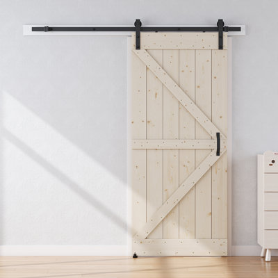 Solid Wood Panelled Barn Door with Installation Hardware Kit