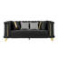 Canapé de luxe Mid-Century moderne en velours 3 places avec garnitures en acier inoxydable doré et texture brodée-2037132784