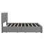 Grand lit plateforme en tissu avec deux tiroirs sous le lit et un lit gigogne-678296728