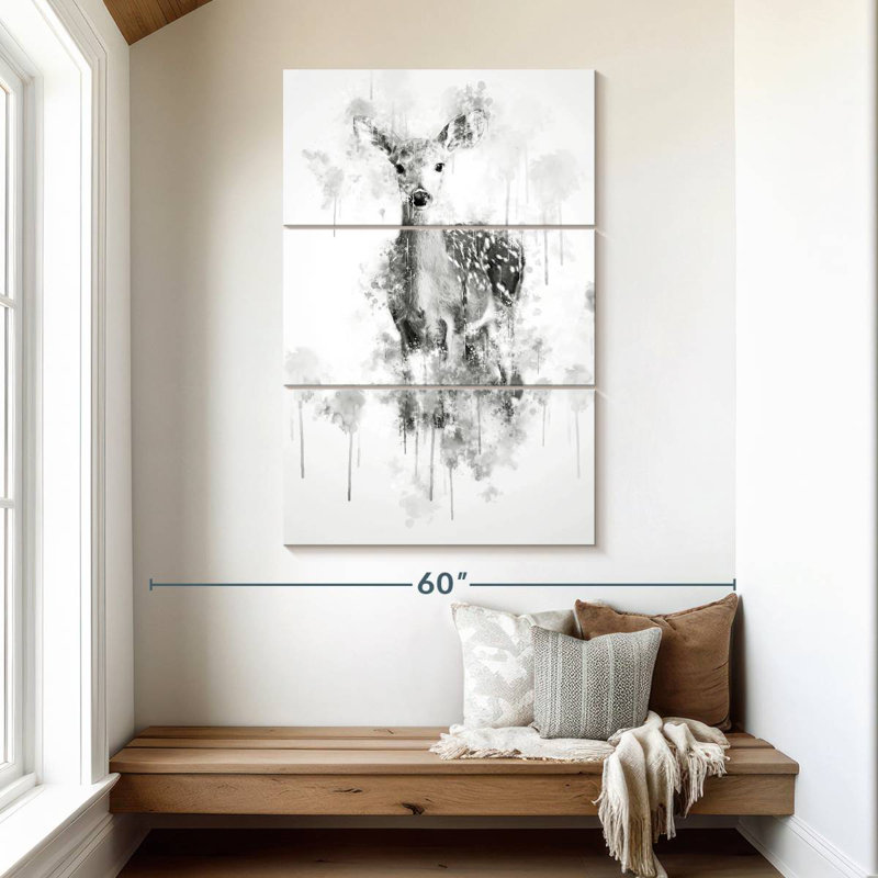Brampt Deer Black And White, 50" H x 32" W