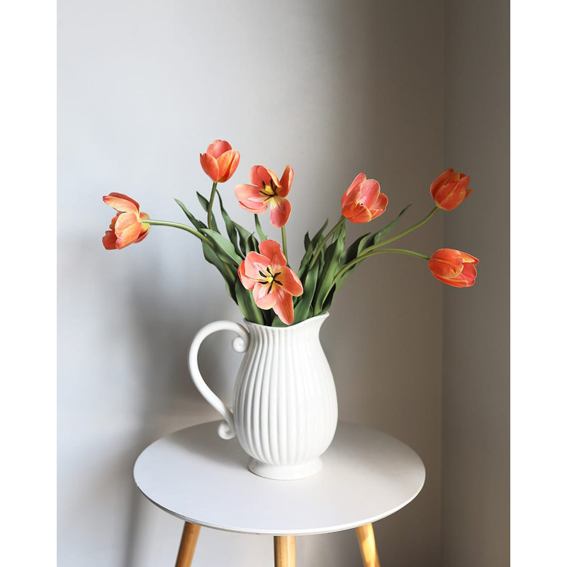 Yellow Orange Tulip 22.5", White