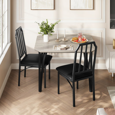 Ensemble de salle à manger rectangulaire en bois et en métal avec chaises rembourrées