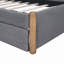 Lit plateforme tapissier avec pieds de support en bois et lit gigogne simple-679142246-679142247