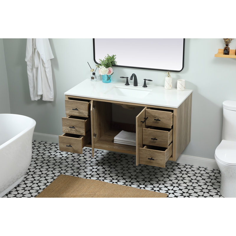 Ensemble de meuble-lavabo simple 48 po Cyrus, Chêne naturel