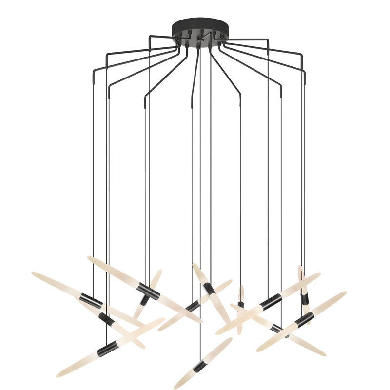 Ballet 13 - Light Dimmable LED Geometric Chandelier, Satin Black
