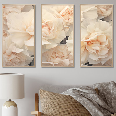 «Beige Carnations Arrangement V», ensemble d'art mural