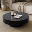 Table basse gigogne - 35,43 po - Bois rond - Noir - Piédestal robuste - pour appartement