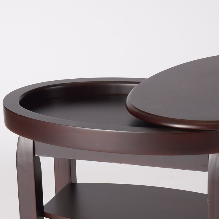 Sydni Swivel-top Side Table with Shelves, Mahogany