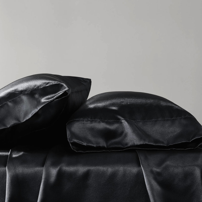 Drap-housse en satin de luxe noir divisé 7 pièces Split