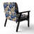 Cobalt Blue Scrollwork Swirls Victorian Pattern II - Upholstered Floral Accent Chair-1244380890