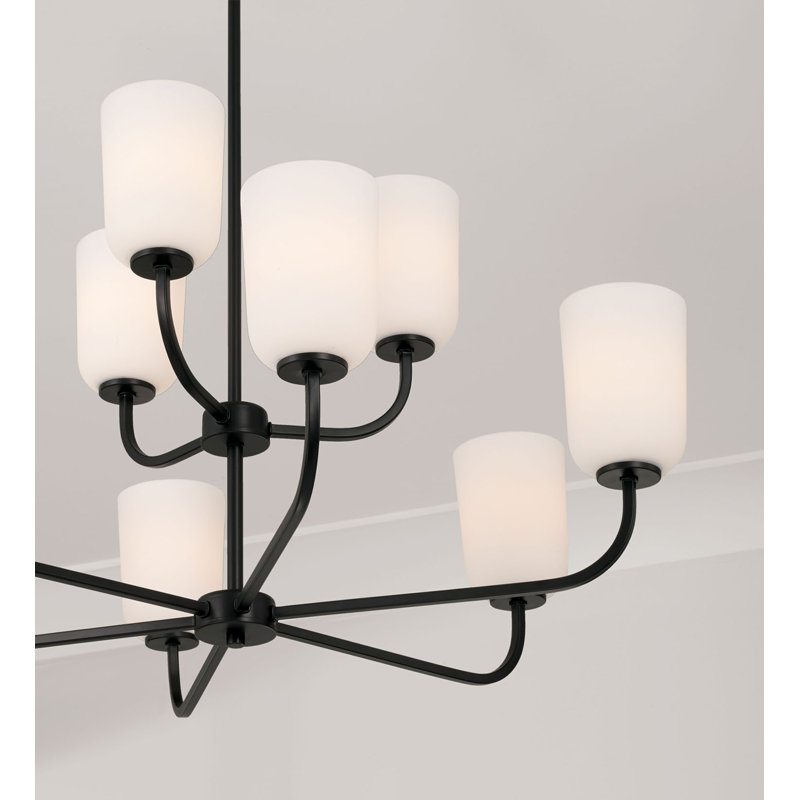 Lustre à niveaux simple 9 lumières Krush, Noir mat